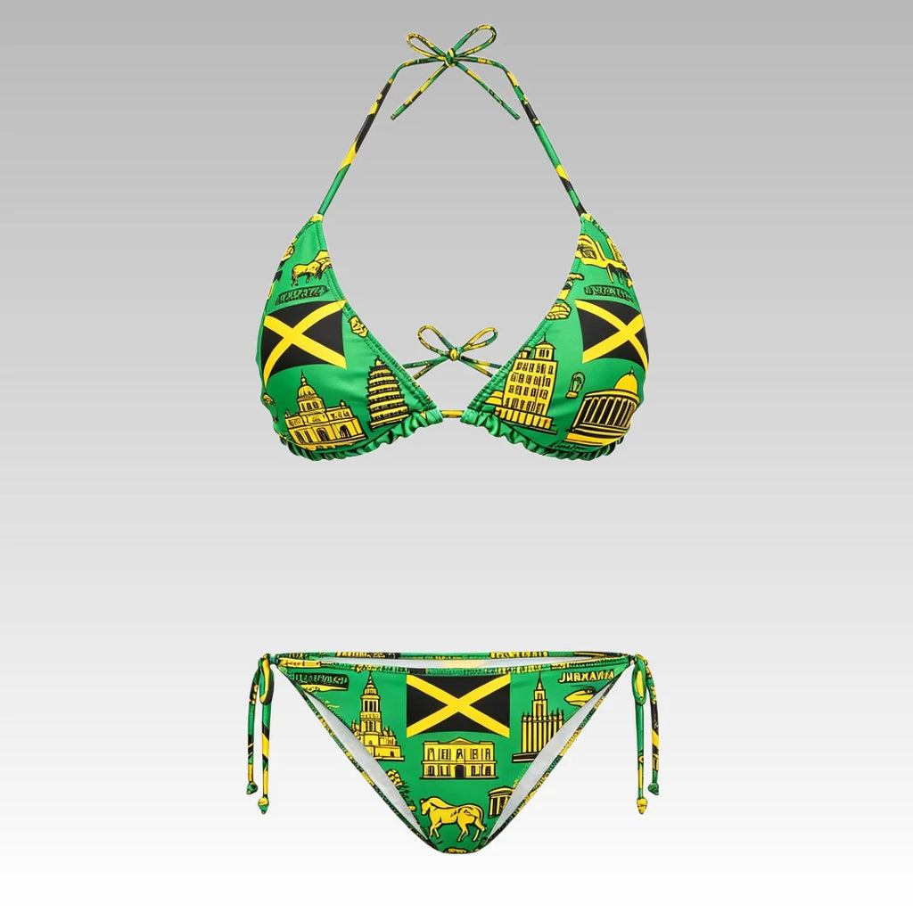 Bikini Imprimé Drapeau Jamaïque – Maillot de Bain Femme Grande Taille