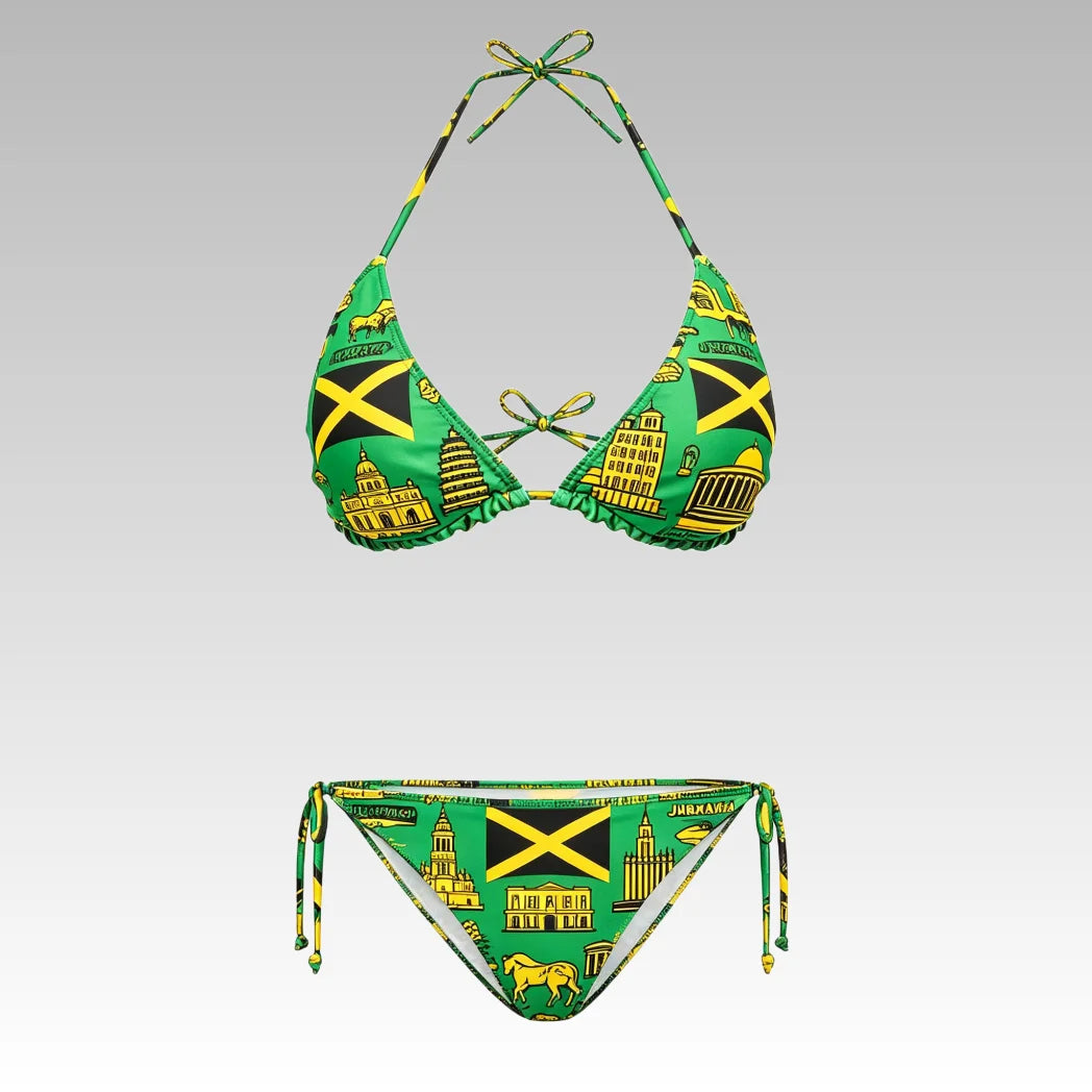 Bikini Imprimé Drapeau Jamaïque – Maillot de Bain Femme Grande Taille
