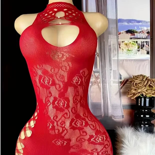 Robe Lingerie Filet Transparent – Dentelle & Col Licou | Bordeaux