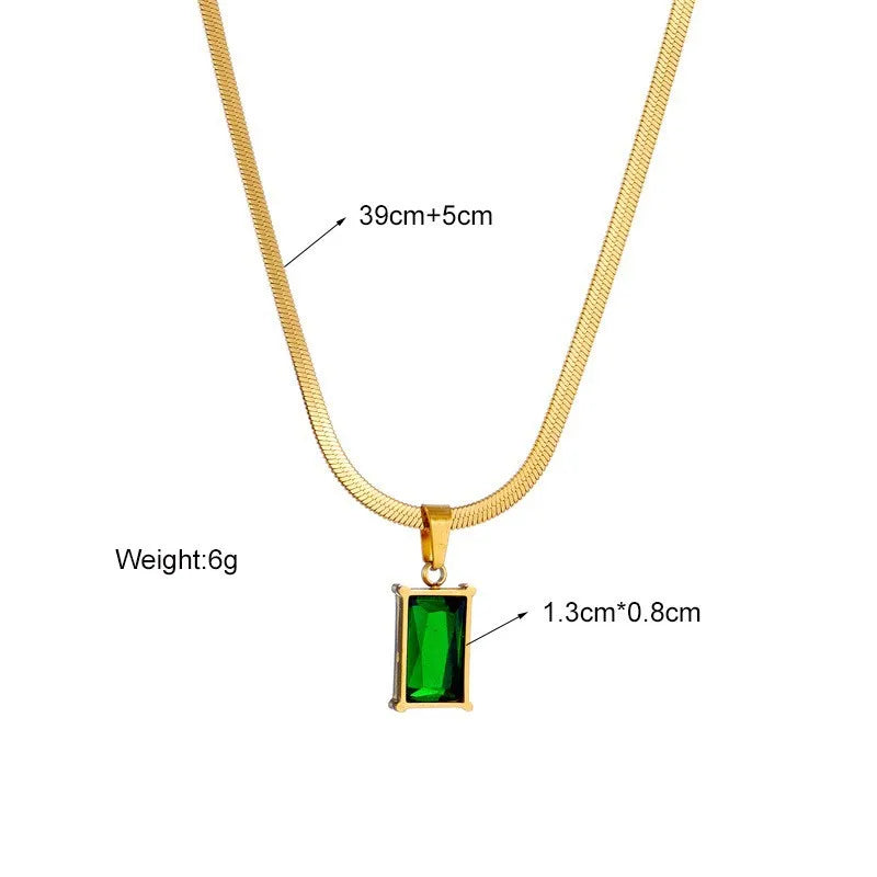 Parure Bijoux Femme Émeraude | Acier Titane | Chaîne Serpent | Style Rétro Luxe