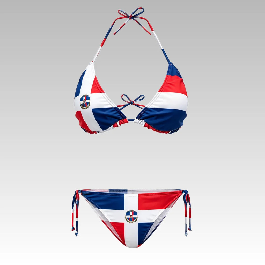 Bikini 2 Pièces Imprimé Drapeau République Dominicaine – Maillot de Bain Femme Personnalisé