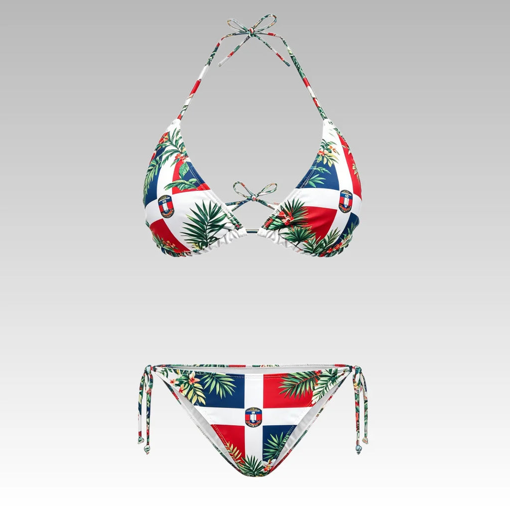 Bikini 2 Pièces Imprimé Drapeau République Dominicaine – Maillot de Bain Femme Personnalisé