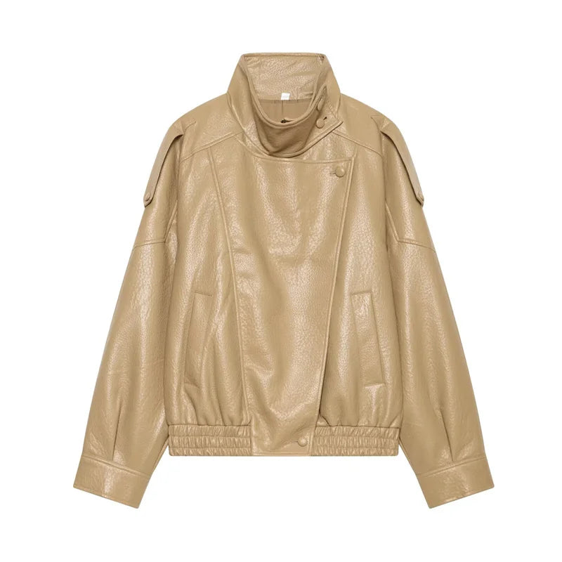 Veste Motarde en Similicuir Grainé — Style Luxe Automne