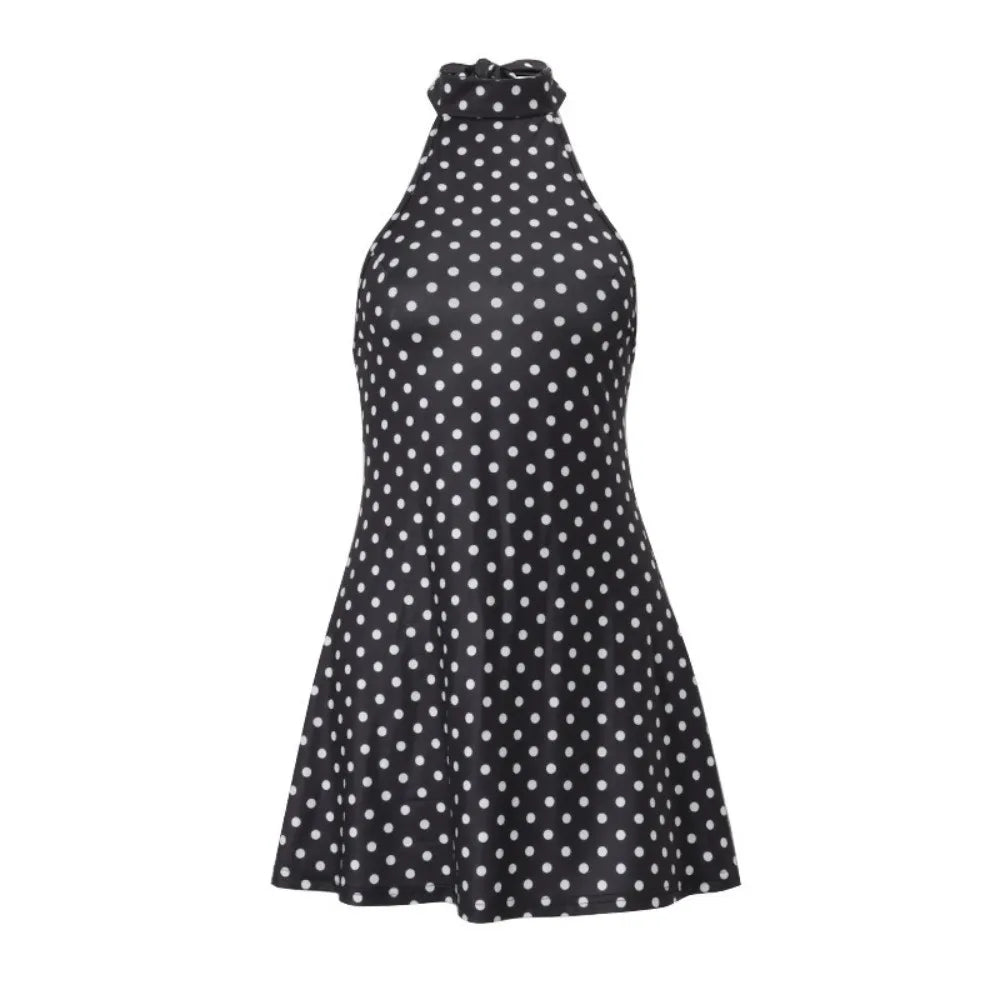 Robe Été à Pois Col Licou – Coupe Trapèze Fluide