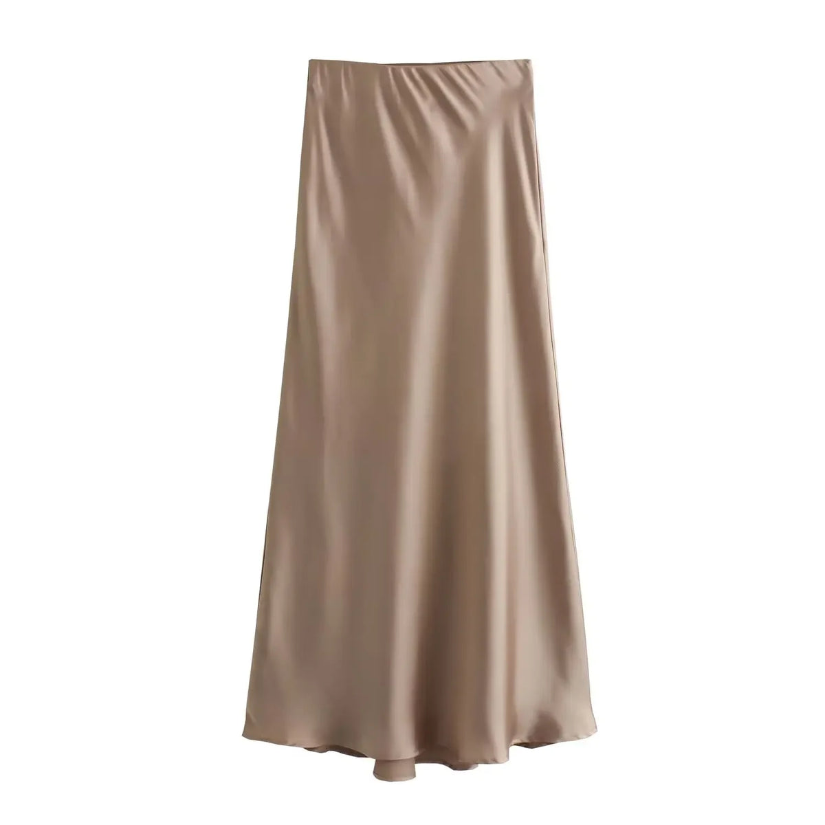 Jupe Midi en Satin Noir – Taille Haute Élégante | Femme