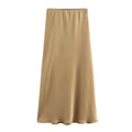 Jupe Midi en Satin Noir – Taille Haute Élégante | Femme