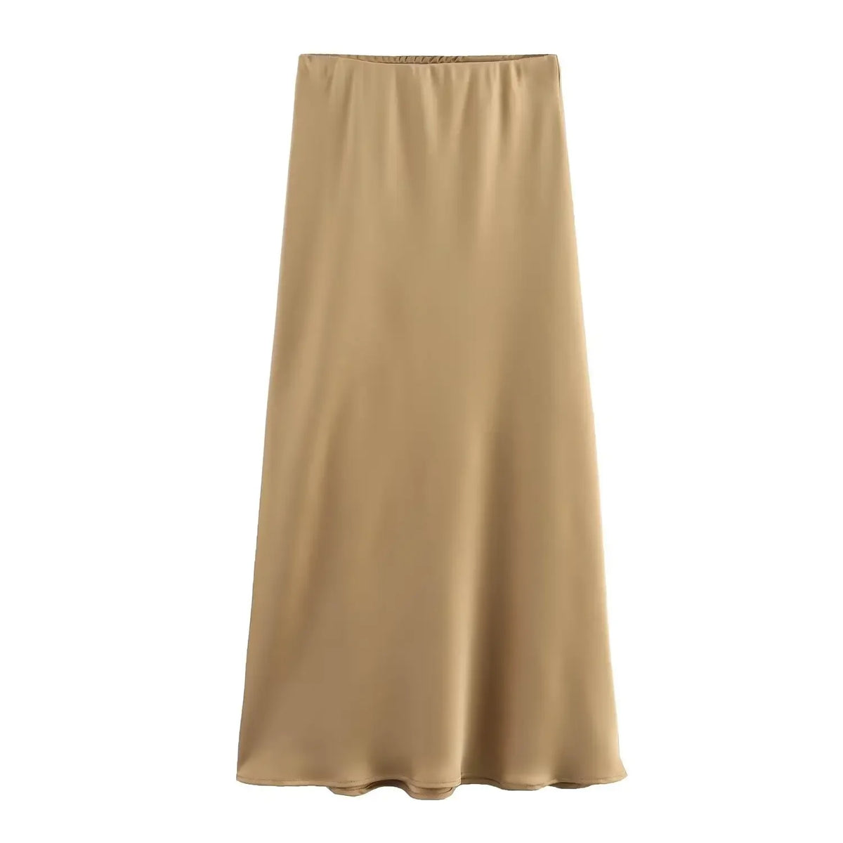 Jupe Midi en Satin Noir – Taille Haute Élégante | Femme
