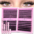 Extensions de cils DIY en grappes 40D/60D, cils segmentés en queue de pie, cils individuels avec colle et dissolvant pour cils