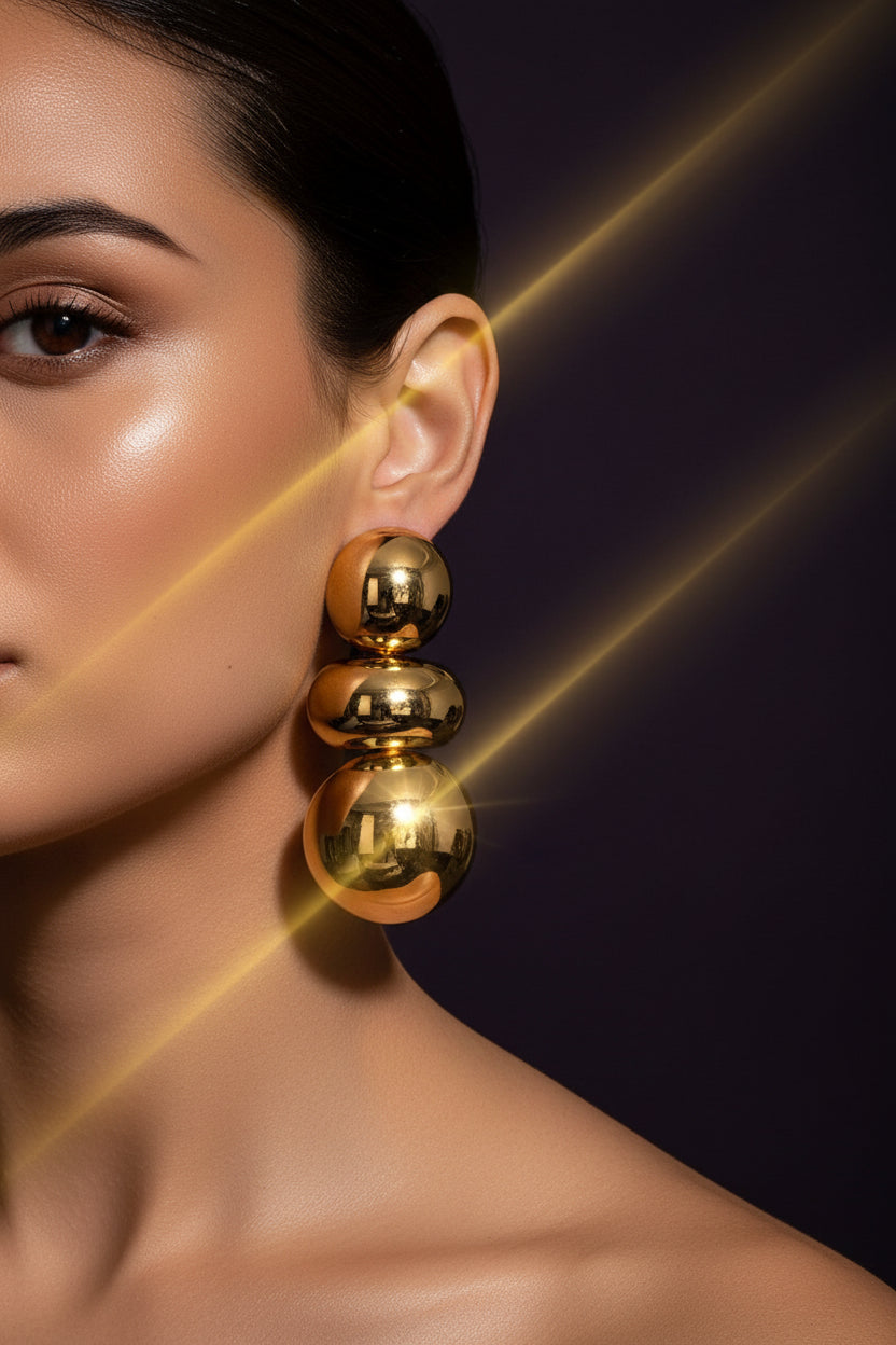 Boucles d'Oreilles Rondes Dorées | Bijou Glamour Soirée