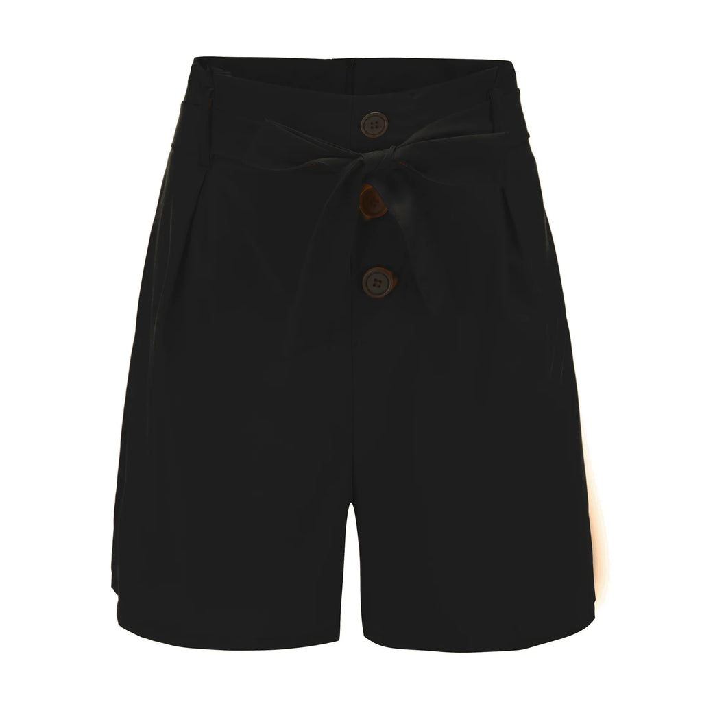 Short Femme Taille Haute – Boutons Élégants & Ceinture Mince | Collection Été