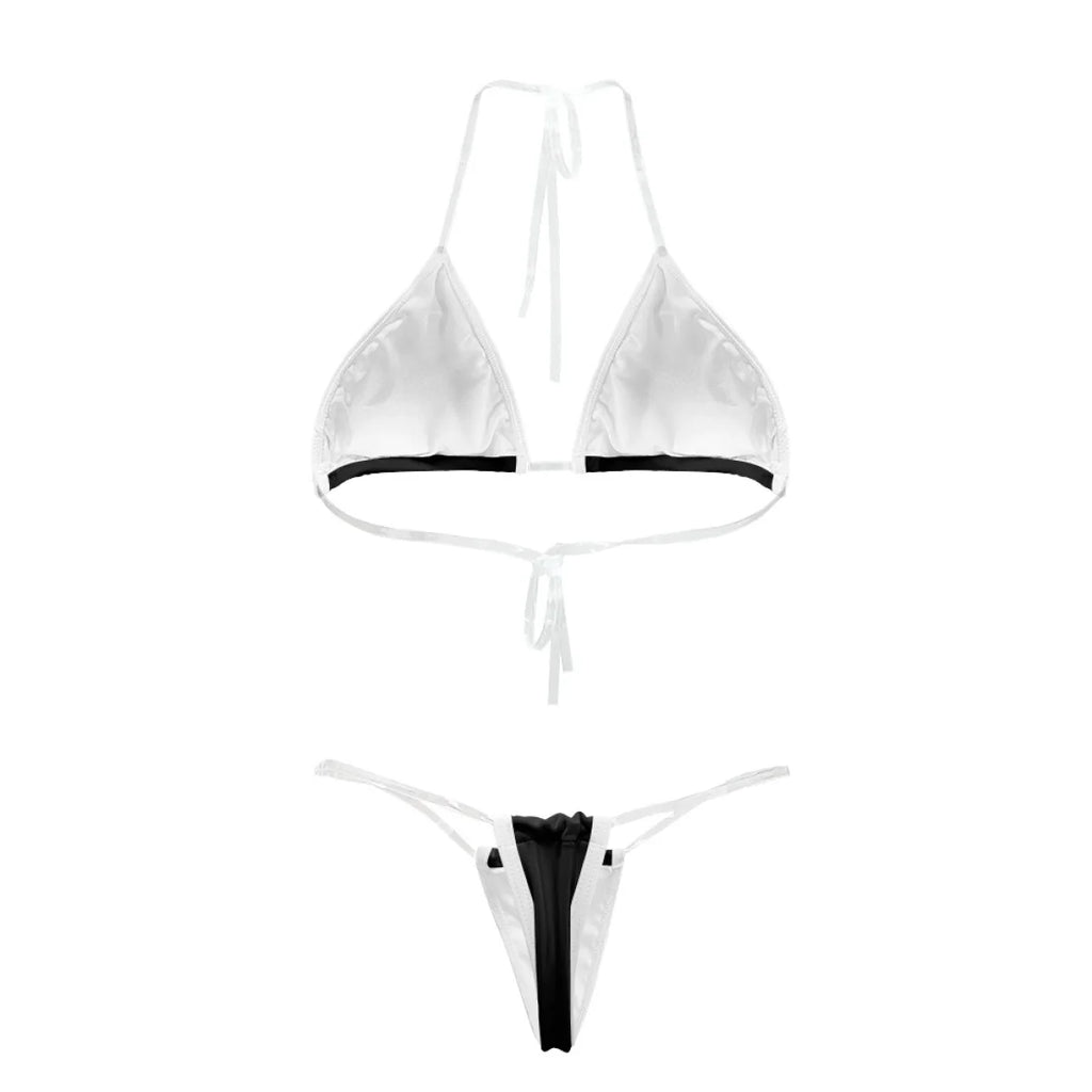 Maillot de bain 2 pièces bikini micro string dos nu pour femme