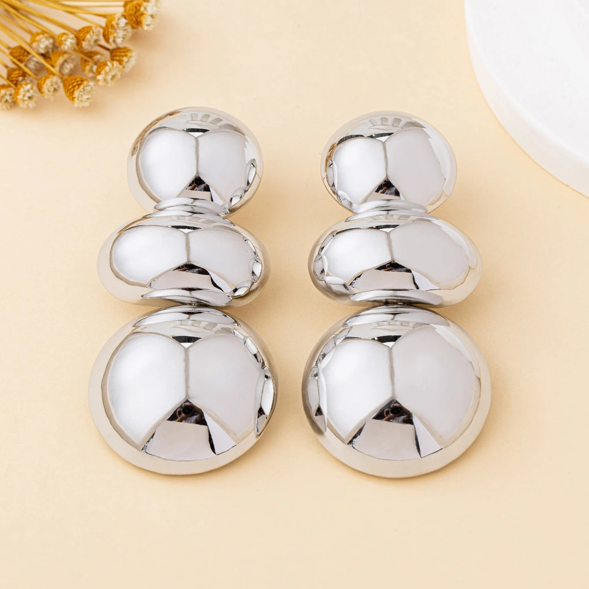 Boucles d'Oreilles Rondes Dorées | Bijou Glamour Soirée