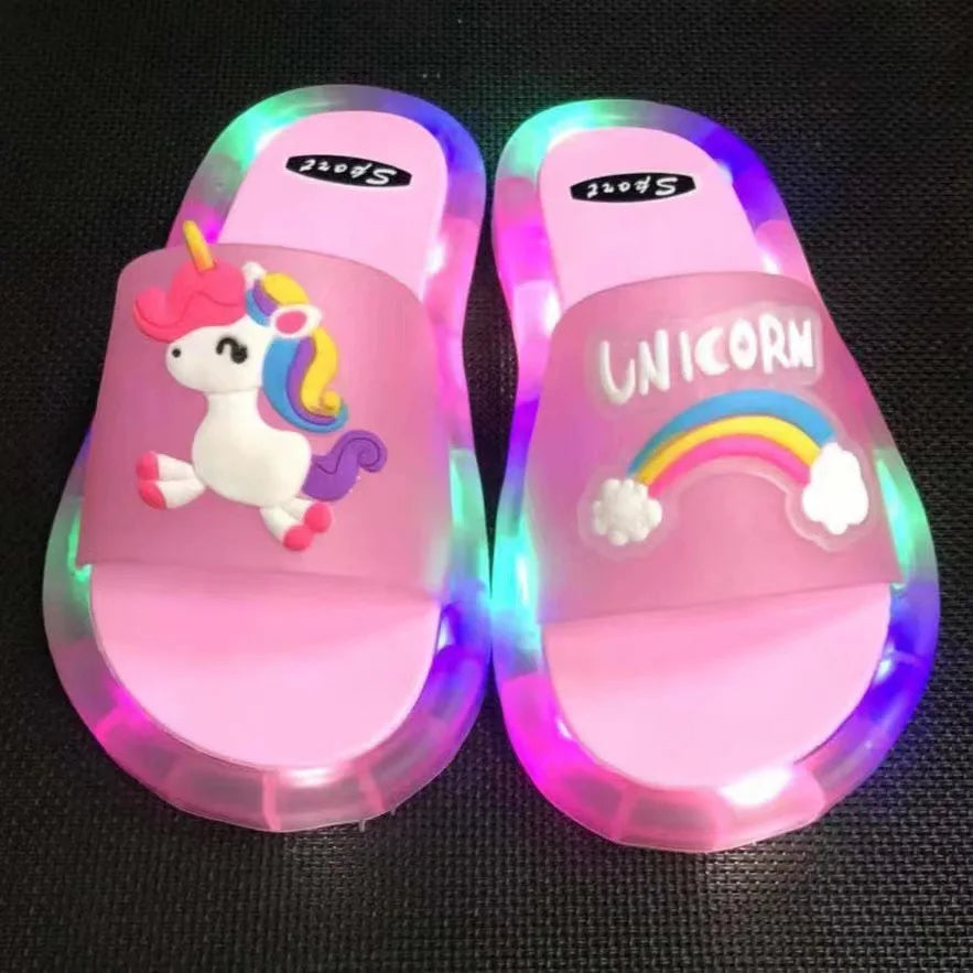 Pantoufles Lumineuses Licorne Enfant | Chaussures LED Fille Garçon