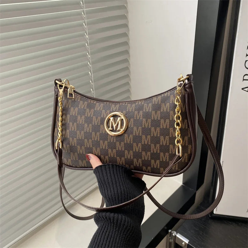 Sac Bandoulière Vintage – Initiale Dorée & Cuir Synthétique