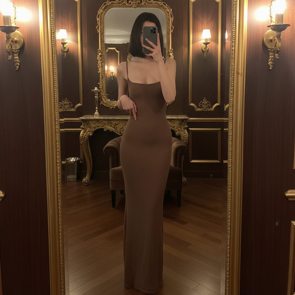 Robe Longue Satin Dos Nu | Style Y2K Élégant Femme Soirée