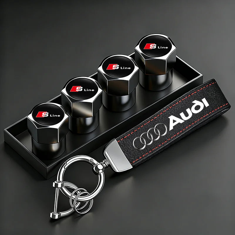 Capuchons de valve de roue de voiture Audi / Porte-clés pour Audi Sline A1 A2 A3 A4 A5 A6 A7 A8 Q1 Q2 Q3 Q4 Q5 Q6 Q7 Q8