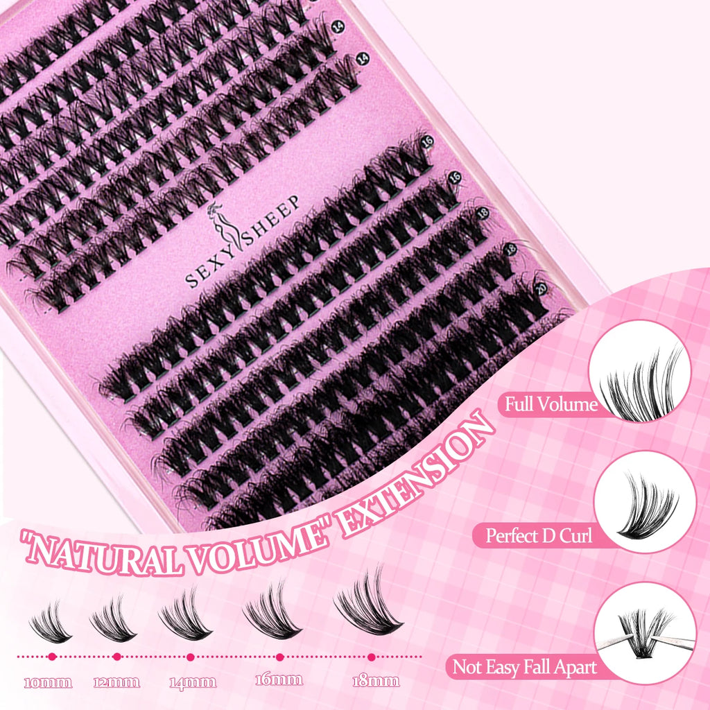 Extensions de cils DIY en grappes 40D/60D, cils segmentés en queue de pie, cils individuels avec colle et dissolvant pour cils