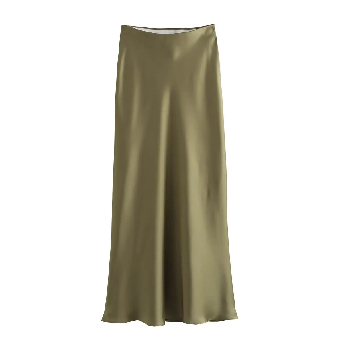 Jupe Midi en Satin Noir – Taille Haute Élégante | Femme