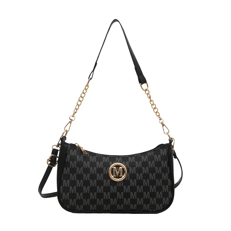 Sac Bandoulière Vintage – Initiale Dorée & Cuir Synthétique