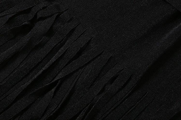 Robe Velours Moulante – Col Licou, Dos Nu & Ourlet À Glands | Femme