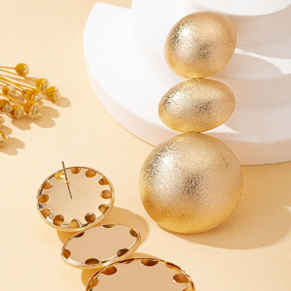 Boucles d'Oreilles Rondes Dorées | Bijou Glamour Soirée