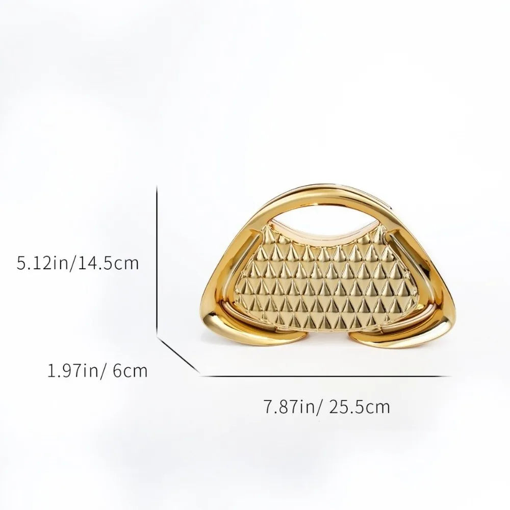 Pochette de Soirée Luxe | Sac Rigide Géométrique en Acrylique & Maille Dorée