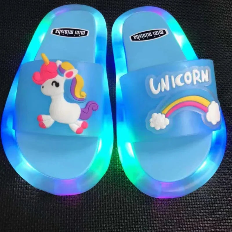 Pantoufles Lumineuses Licorne Enfant | Chaussures LED Fille Garçon