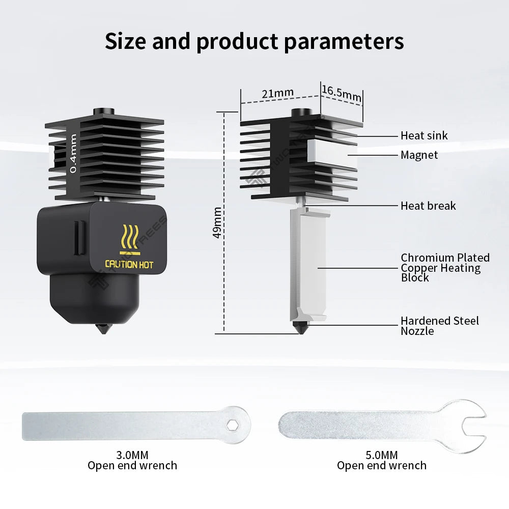 Kit Hotend pour Bambu Lab A1/A1 Mini, ensemble de buse à haute vitesse en acier trempé 0,2/0,4/0,6/0,8 mm, pièce d'imprimante 3D