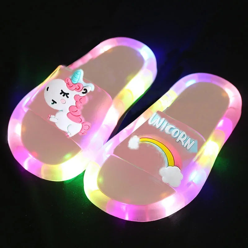 Pantoufles Lumineuses Licorne Enfant | Chaussures LED Fille Garçon