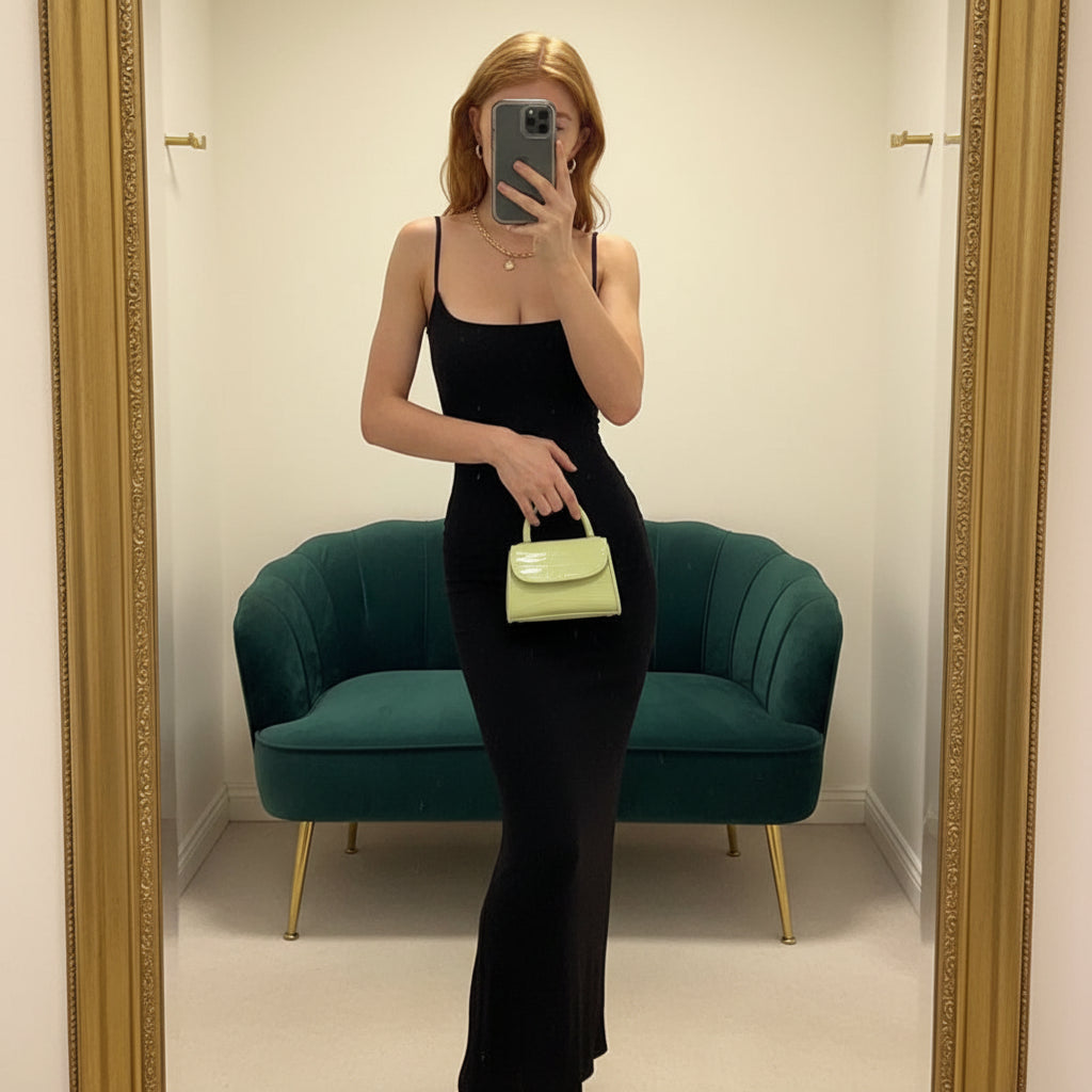Robe Longue Satin Dos Nu | Style Y2K Élégant Femme Soirée