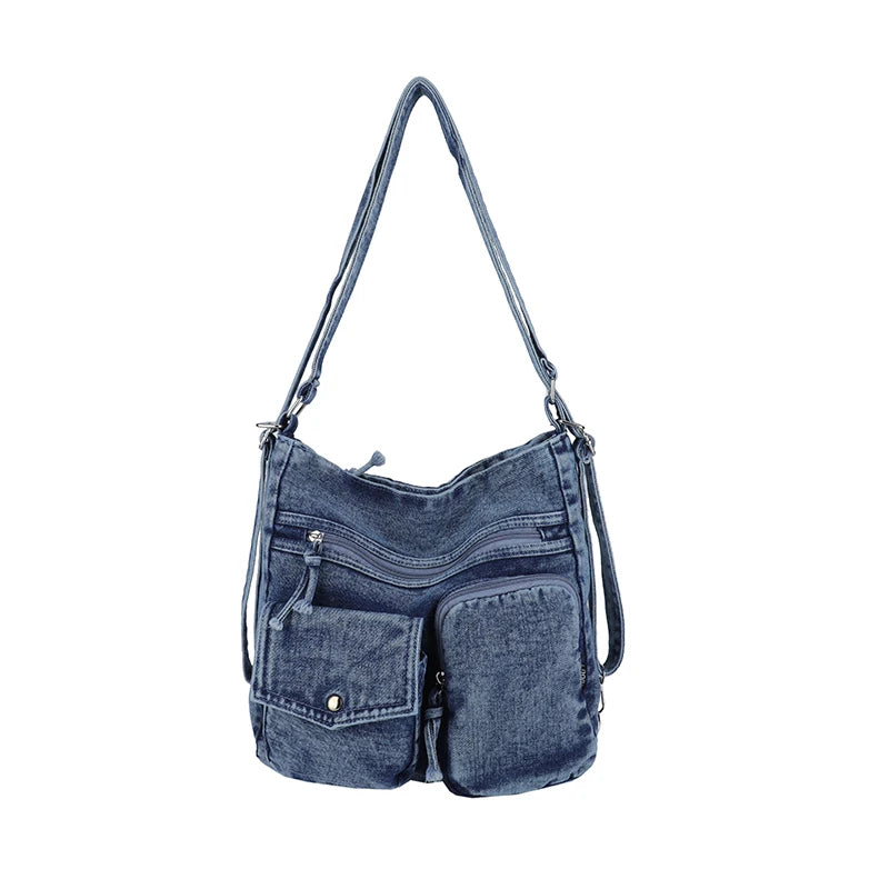 Sac Bandoulière Femme Luxe Casual | Grand Fourre-Tout en Denim Premium