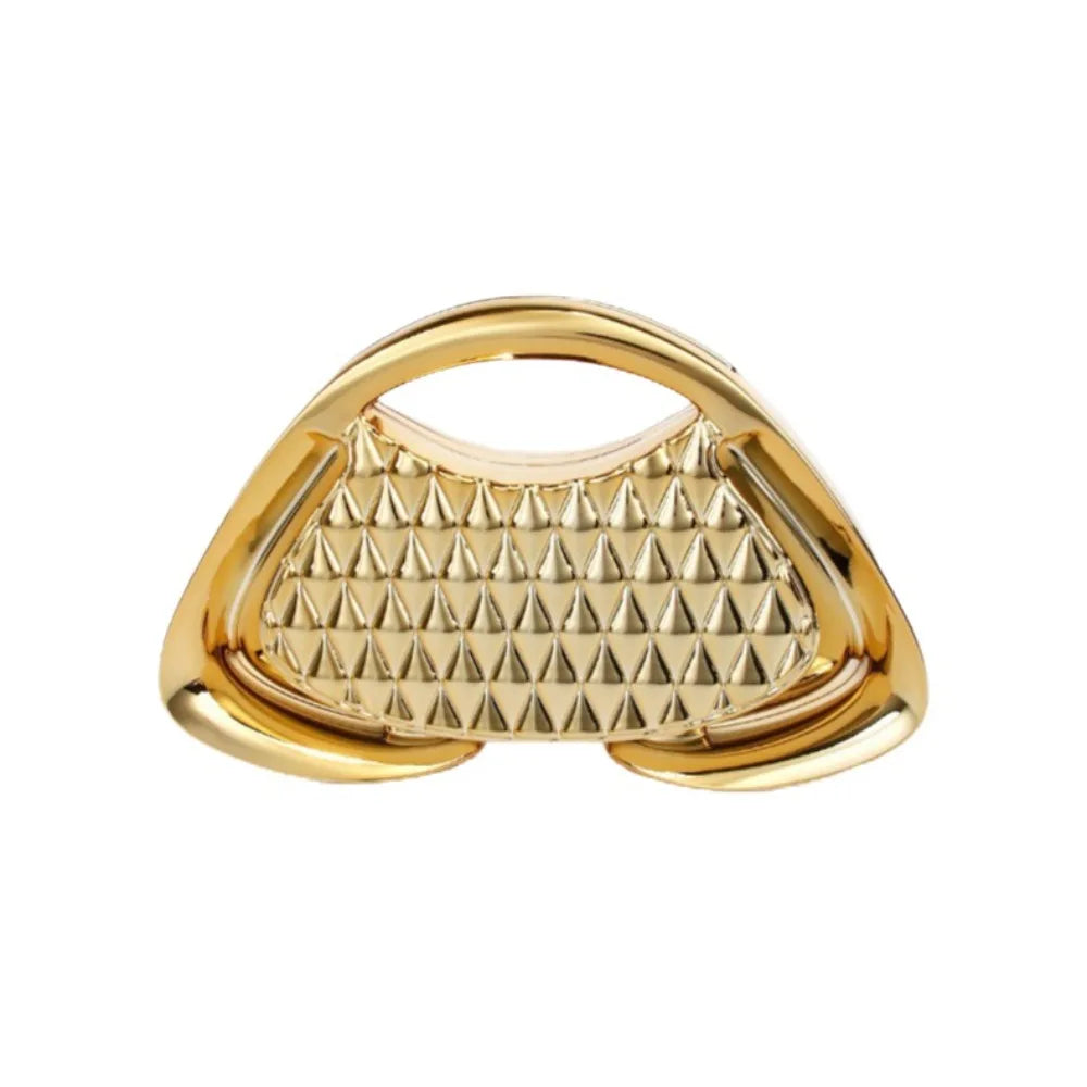 Pochette de Soirée Luxe | Sac Rigide Géométrique en Acrylique & Maille Dorée
