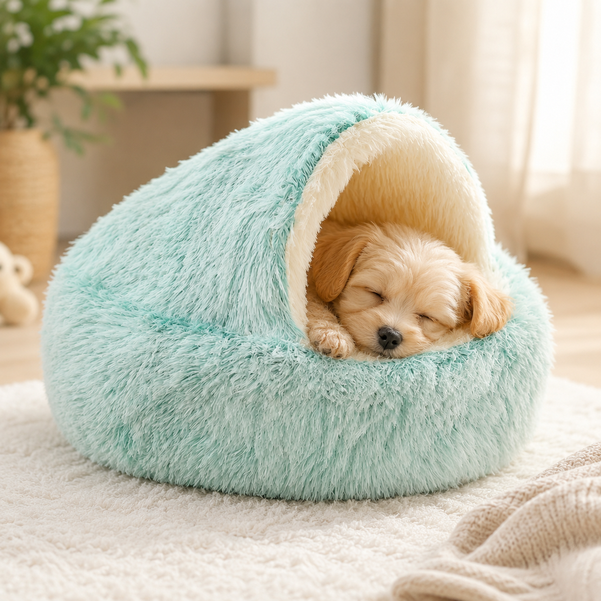Nid Douillet en Peluche pour Chat & Chien — Base Antidérapante, Toutes Saisons