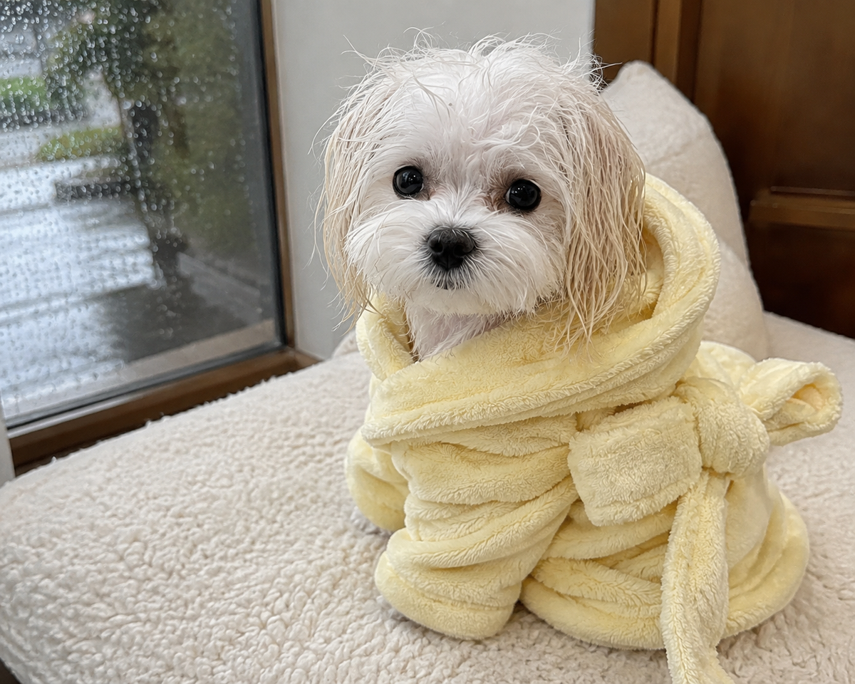 Peignoir Séchage Rapide pour Chien & Chat — Microfibre Douce à Capuche