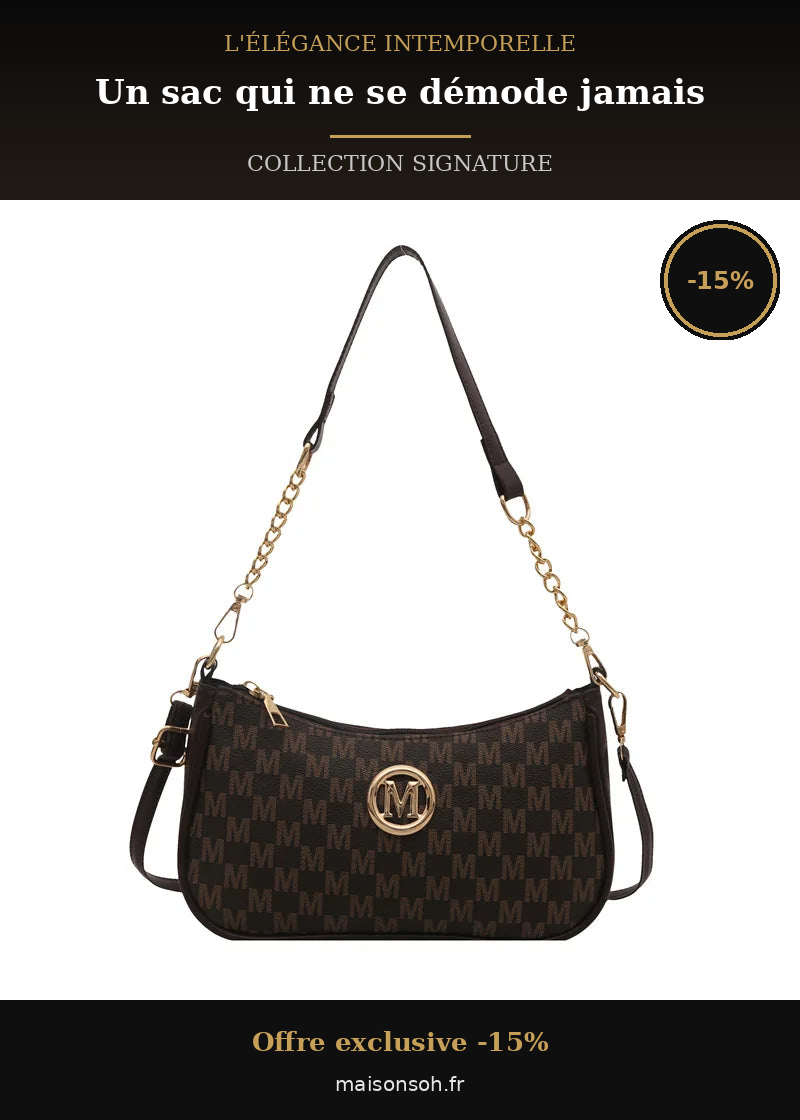 Sac Bandoulière Vintage – Initiale Dorée & Cuir Synthétique