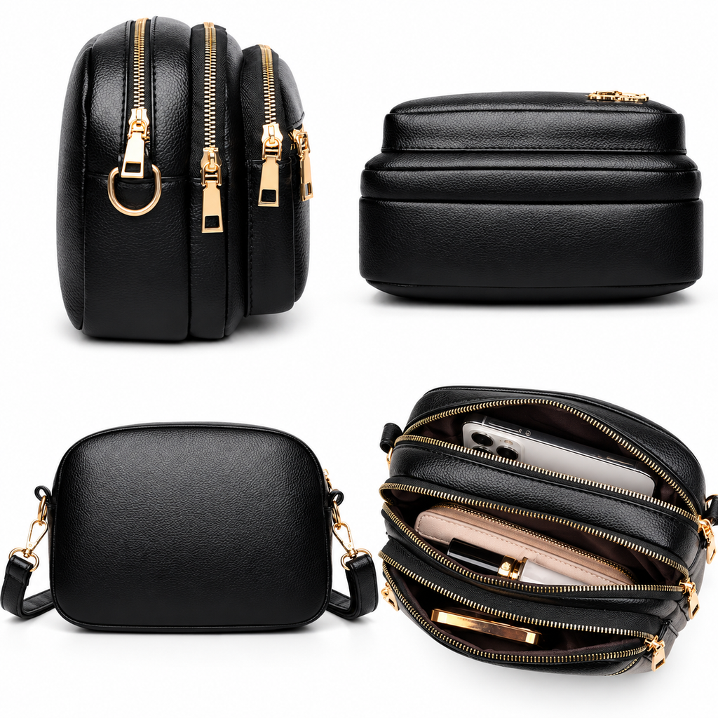 Sac à Main Cuir Souple – Multi-Poches & Luxe