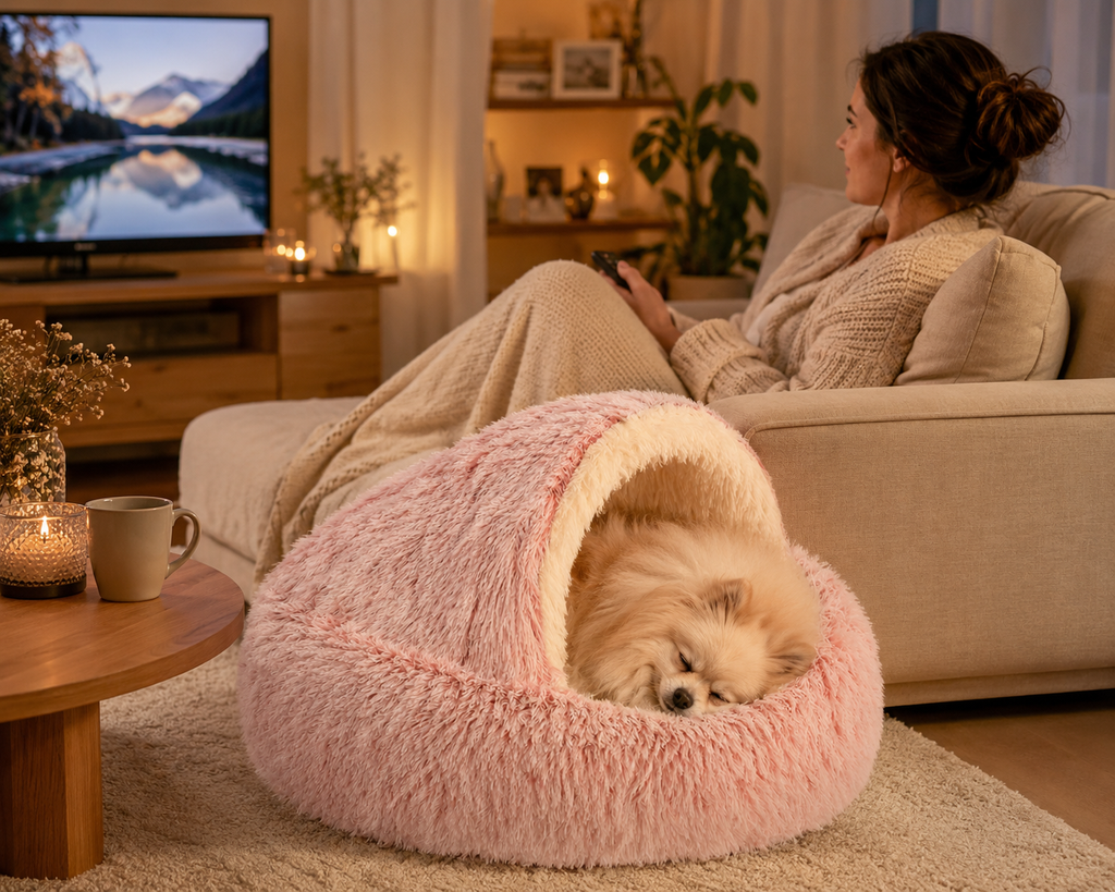 Nid Douillet en Peluche pour Chat & Chien — Base Antidérapante, Toutes Saisons