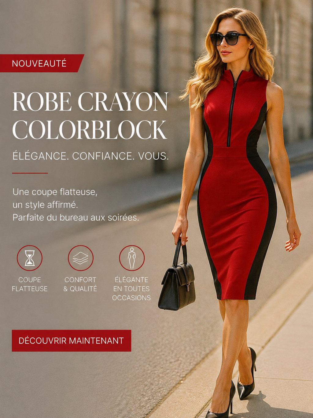 Robe Crayon Colorblock – Élégance Professionnelle & Occasions Spéciales