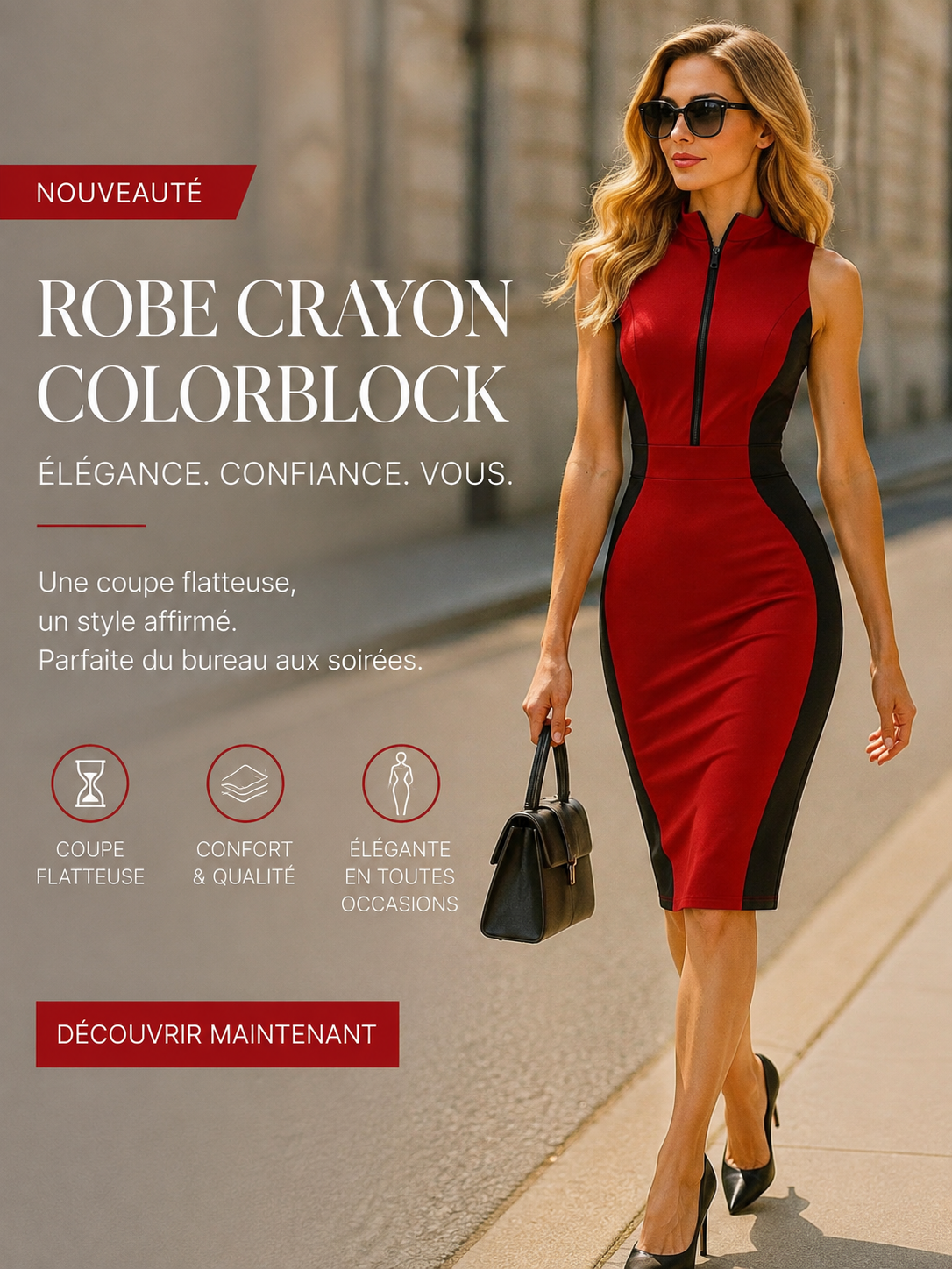 Robe Crayon Colorblock – Élégance Professionnelle & Occasions Spéciales